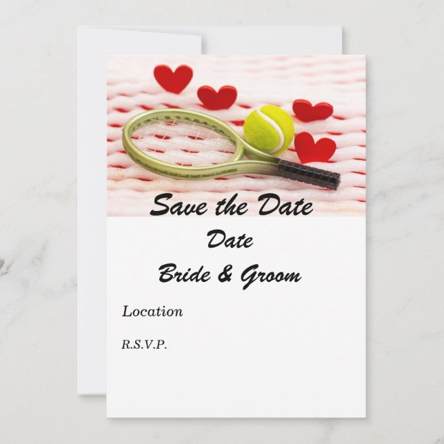 Convite Raquete de tênis e bola com amor (Frente)