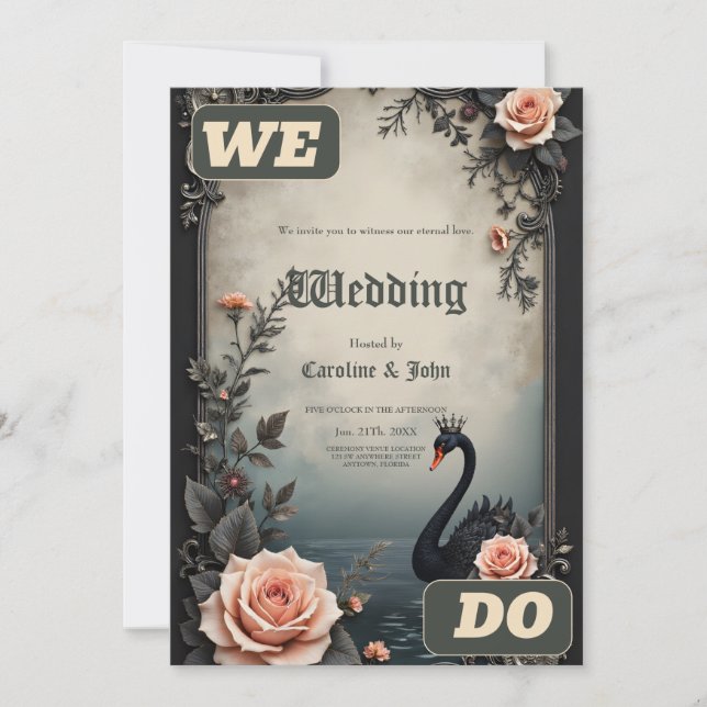 Convite Rare as a black swan, timeless as true love.  (Frente)