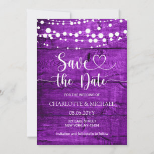 Convite Rascunho de Casamento Rústico Roxo para Salvar a D