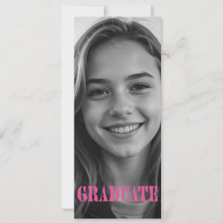 Convite Raspberry Pink Modern Graduation Announcement Card