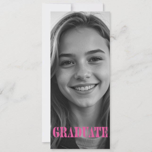 Convite Raspberry Pink Modern Graduation Announcement Card (Frente)