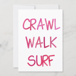 Convite Rastejar Andar de Surf com Fonte Rosa