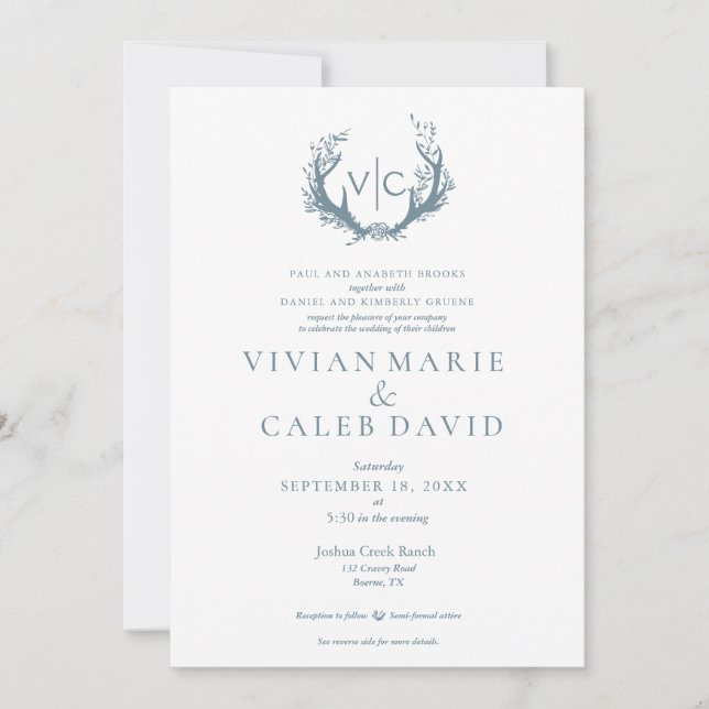 Convite Rastreadores Russos com Fraço Floral | Casamento (Frente)