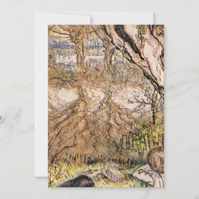 Convite Rat E Mole Têm Um Picnic - Arthur Rackham (Frente)