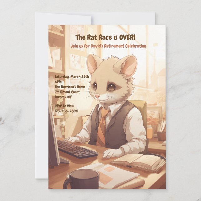 Convite Rat Race Retirement Party (Frente)