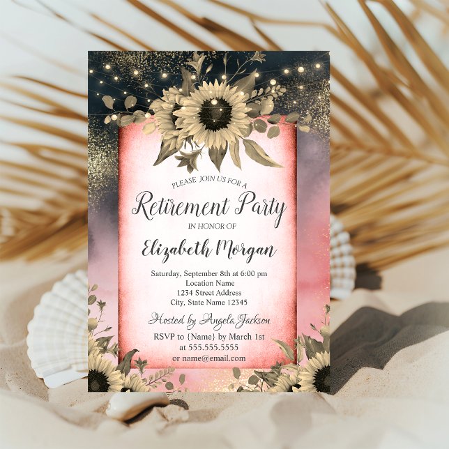 Convite Rateio de Aquarela Dourada com Sunflower (Criador carregado)