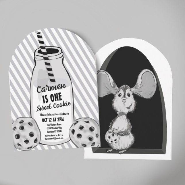 Convite Rato de Leite e Biscoito Doce Primeiro Aniversário (Criador carregado)