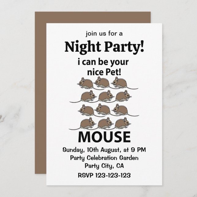Convite Rato De Mouse Posso Ser Seu Rato De Pet (Frente/Verso)