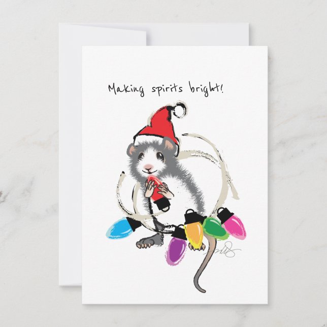 Convite Rato de Natal Brilhante e fazer (Frente)