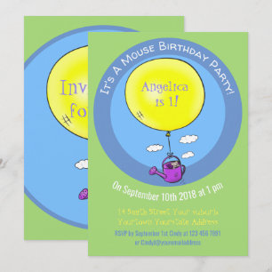 Convite Rato giro em lata com desenho de balão