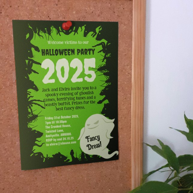 Convite Ratos Verdes Escuros do Festa das Bruxas Crawlies (Criador carregado)