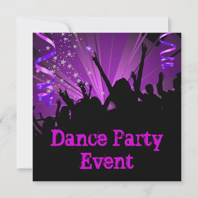 Convite Rave em Multidão de Evento de Dança Roxo (Frente)