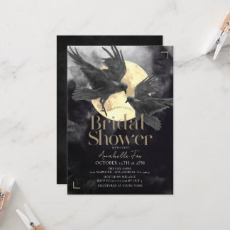 Convite Raven & Golden Moon Gothic Bridal Shower