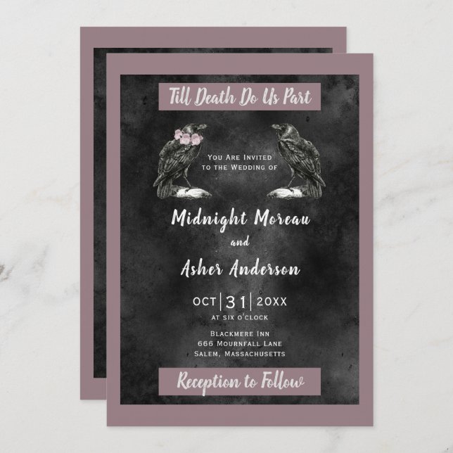Convite Ravens Pássaros Até A Morte Nos Separam De Roxo Ne (Frente/Verso)