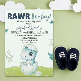 Convite Rawr It’s a Boy Dinosaur Baby Shower Invitation