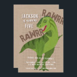Convite RAWRR Dinossaur T-REX Kids Festa de aniversário ne<br><div class="desc">Este convite de festas de aniversário de criança divertido apresenta uma ilustração de dinossauro T-Rex com um fundo kraft neutro e fontes casuais, em apuros. É uma escolha excelente para a festa de aniversário de qualquer criança. Consulte a coleção abaixo para obter mais itens coordenadores! DICA: personalize-o ainda mais adicionando...</div>
