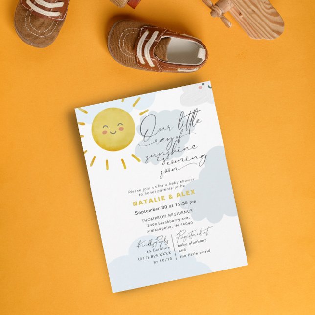 Convite Ray de Chá de fraldas Azul do Rapaz das Nuvens Sol (Criador carregado)