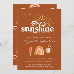 Convite Ray of Sunshine   Chá de fraldas Boho 