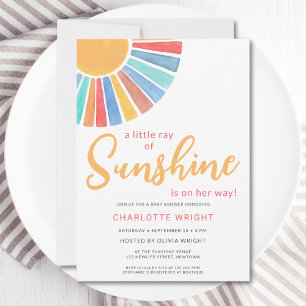Convite Ray of Sunshine Girl's Chá de fraldas
