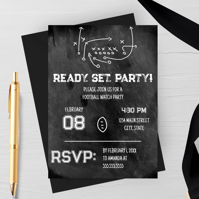 Convite Ready Set Party Football Watch Party Invitation (Criador carregado)