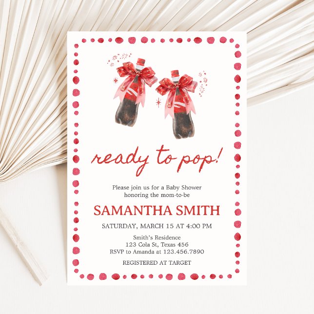 Convite Ready to Pop Baby Shower  (She's Ready to Pop Cola Baby Shower Invitation)