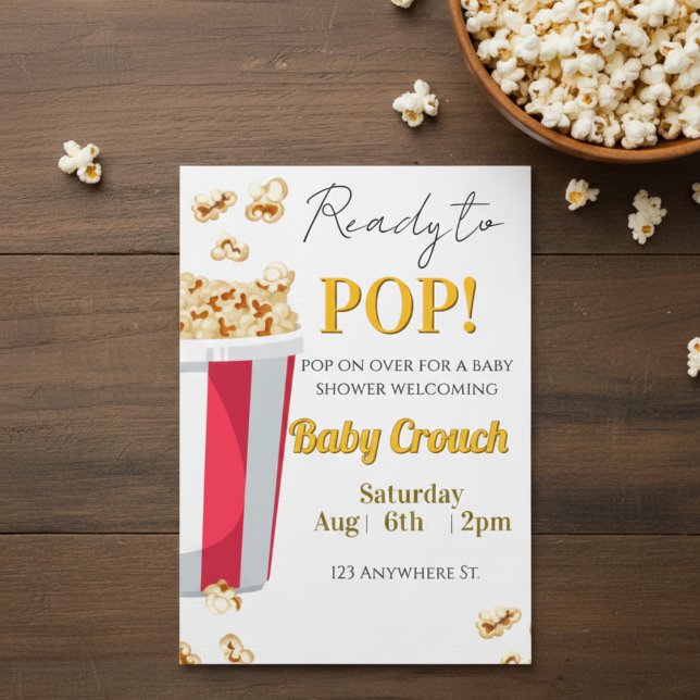 Convite Ready to POP! popcorn baby shower invite (Criador carregado)