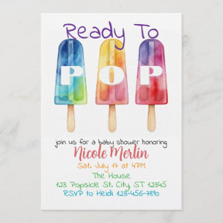 Convite Ready To Pop, Rainbow Popsicle Baby Shower