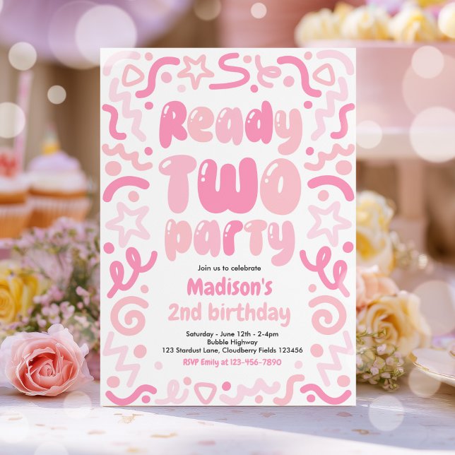 Convite Ready Two Party Confetti Balloon 2nd Birthday  (Criador carregado)