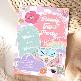 Convite Ready Two Party Rainbow Daisy 2nd Birthday