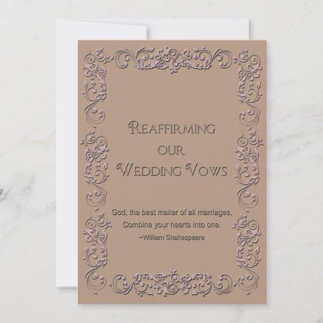 Convite Reafirmação de Voos - Beige - Rosa Faux Embossed (Frente)
