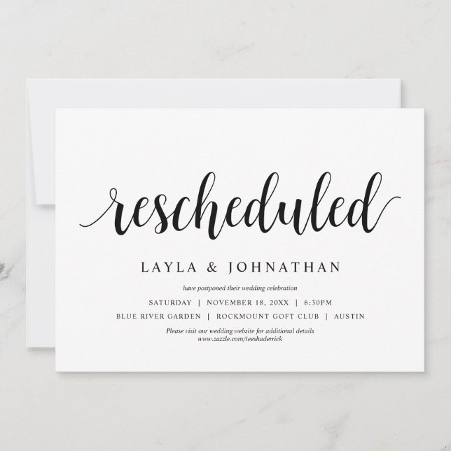 Convite Reagendado, Casamento Alterar a data (Frente)