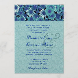 Convite Real Azul & Aqua - Hormônio de Casamento de Margar