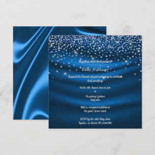 Convite Real Blue Diamantes cristal azul de casamento