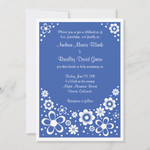 Convite Real Blue White Floral Casamento