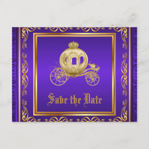 Convite Real Carruagem de Ouro Roxo para Salvar a