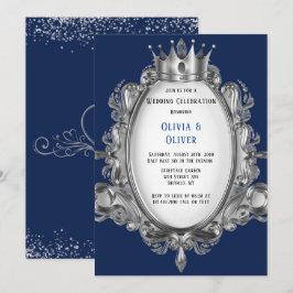 Convite Real de Casamento de Frame marinho Azul e 