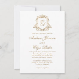 Convite Real Dourado Clássico de Casamento de Mono