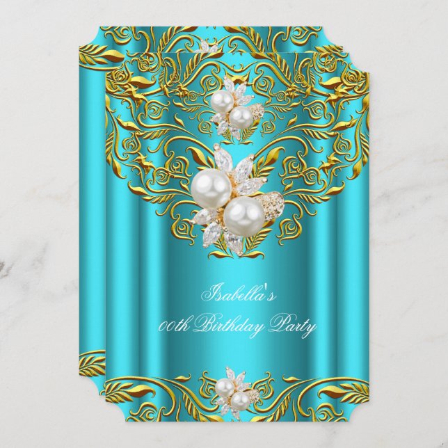 Convite Real Dourado na Bolsa mensageifesta de aniversario (Frente/Verso)