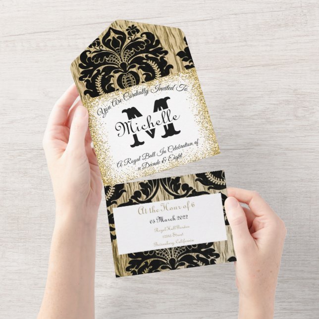 Convite Real Elegante Vitoriano 18.º Aniversário (Aba destacável)