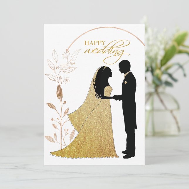 Convite Real Gold Foil Elegante deixa monograma de coroa (Em pé/Frente)