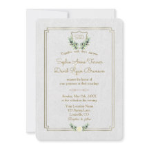 Real Monograma Dourado Crest Greenery Casamento