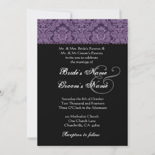 Convite Real para Casamento tema damasco Preto Pre