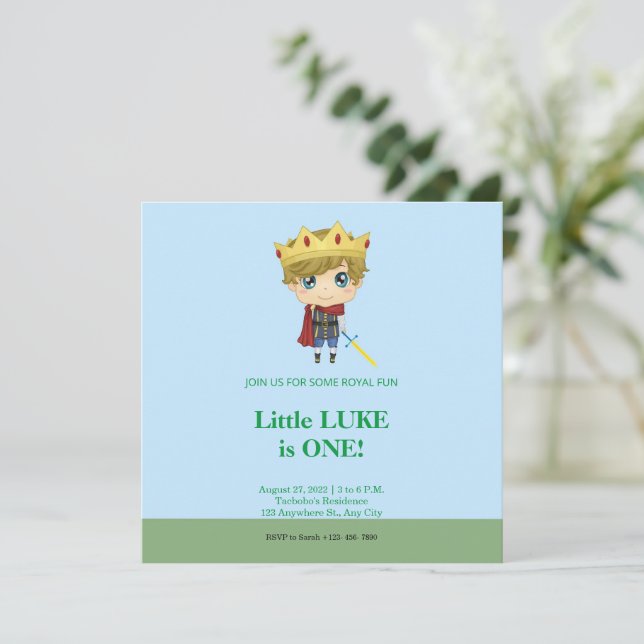 Convite Real Príncipe Birthday (Em pé/Frente)