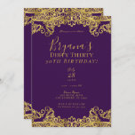 Convite Real Purple e Dourado Lace Sujo 30 aniversário de<br><div class="desc">Personalizar para qualquer evento</div>