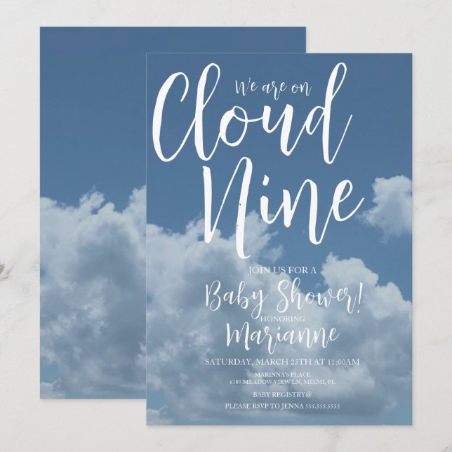 Convite Realistic Clouds Cloud Nine Baby Shower   (Frente/Verso)