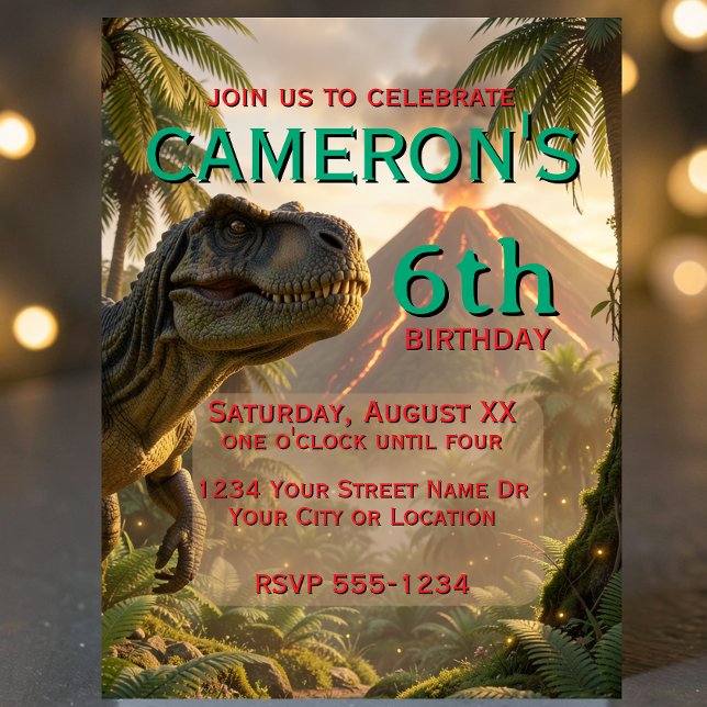 Convite Realistic Dinosaur T-Rex Birthday Party (Criador carregado)