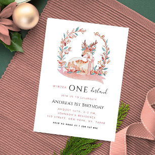 Convite Rebelde rosa primeiro aniversario de inverno Onede