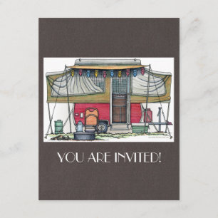 Convite Reboque emergente do viagem do campista do vintage