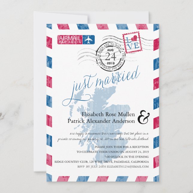 Convite Receção de correio aéreo antigo Escócia (Frente)