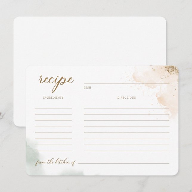 Convite Receita De Chá de panela Eucalyptus Dourado De Ver (Frente/Verso)